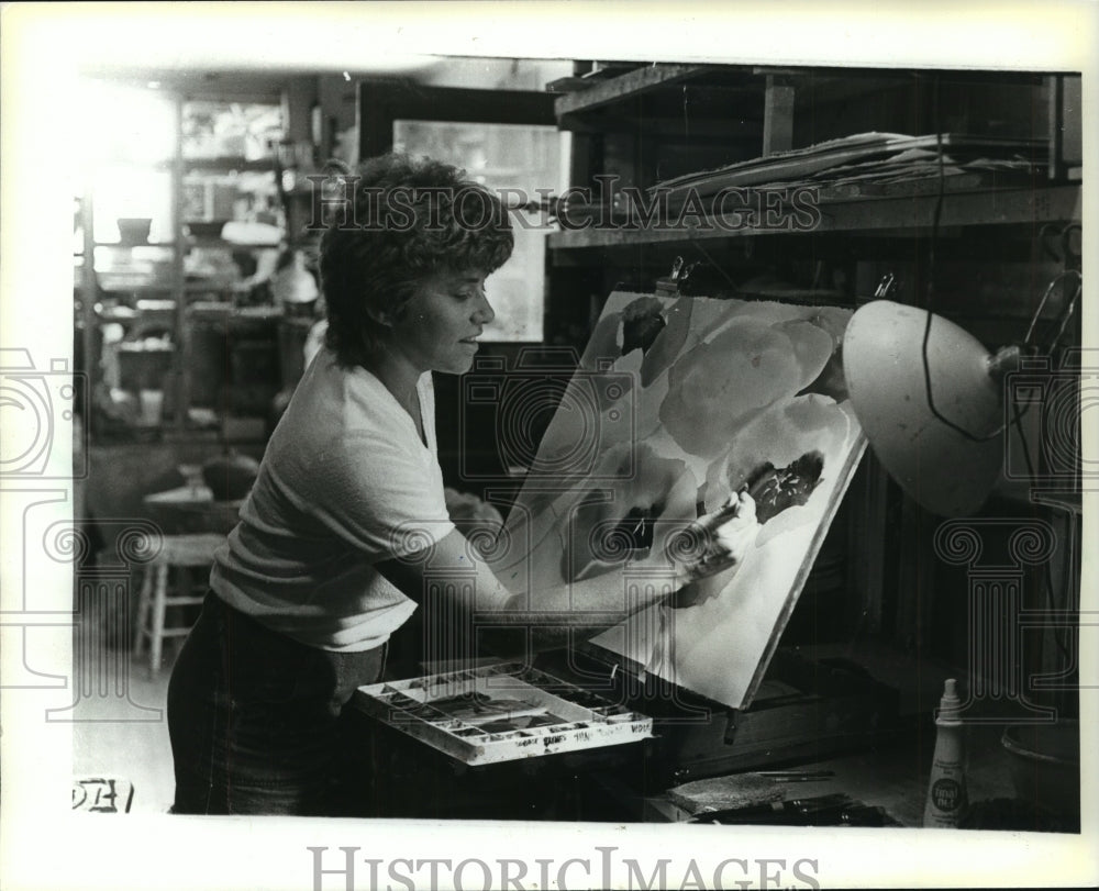 1984 Press Photo Karlyn Holman watercolor painter - mjb55694 - Historic Images