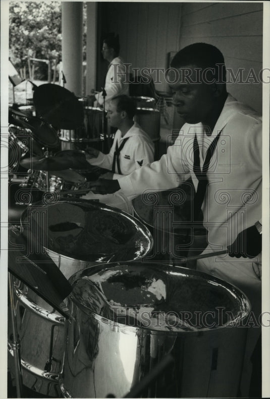 1993 United States Navy Drum Band, performing at the Zoo, Milwaukee. - Historic Images