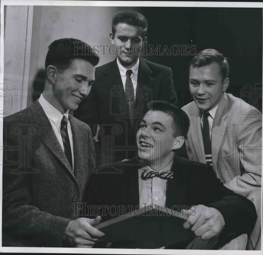 1955 High school football stars at Journal's all-star party - Historic Images