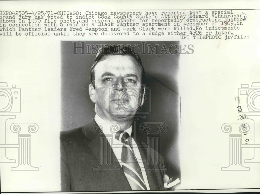 1970 Press Photo Edward Hanrahan state attorney to be indicted on crime, Chicago - Historic Images