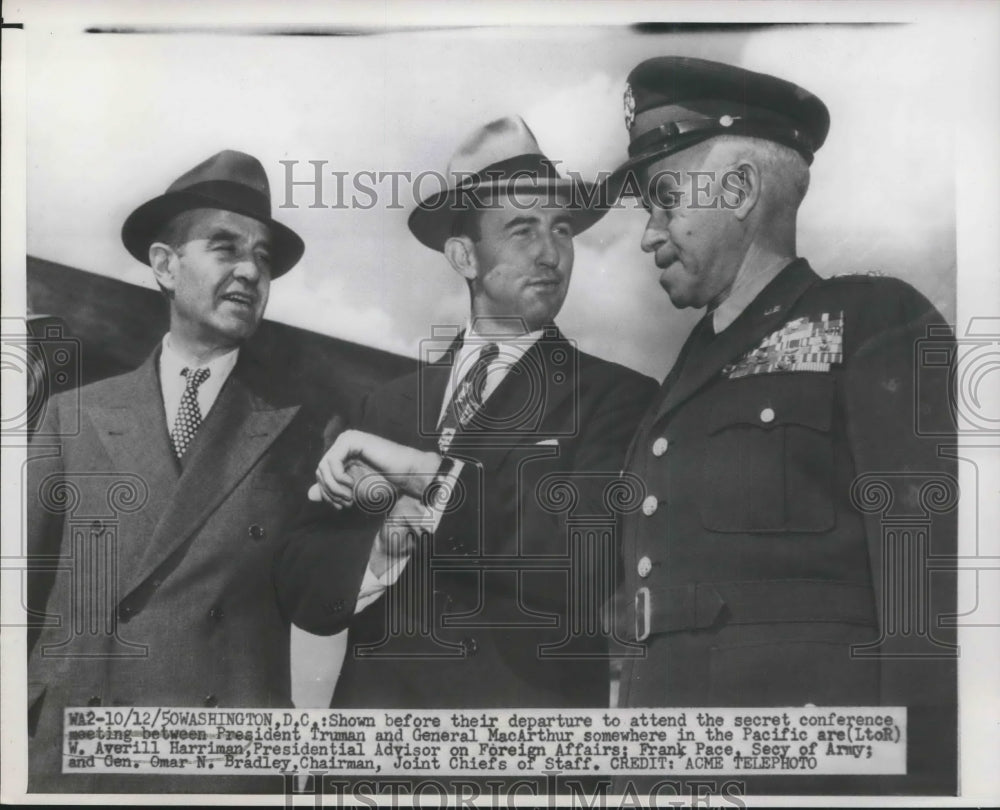 1950 Press Photo W.Averill Harriman and others enroute to Pacific meeting - Historic Images