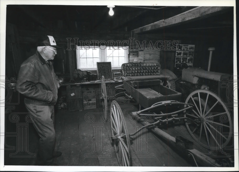 1994 LeRoy N. Meyer of Meyer Orchards and antique wagon, Oak Creek-Historic Images