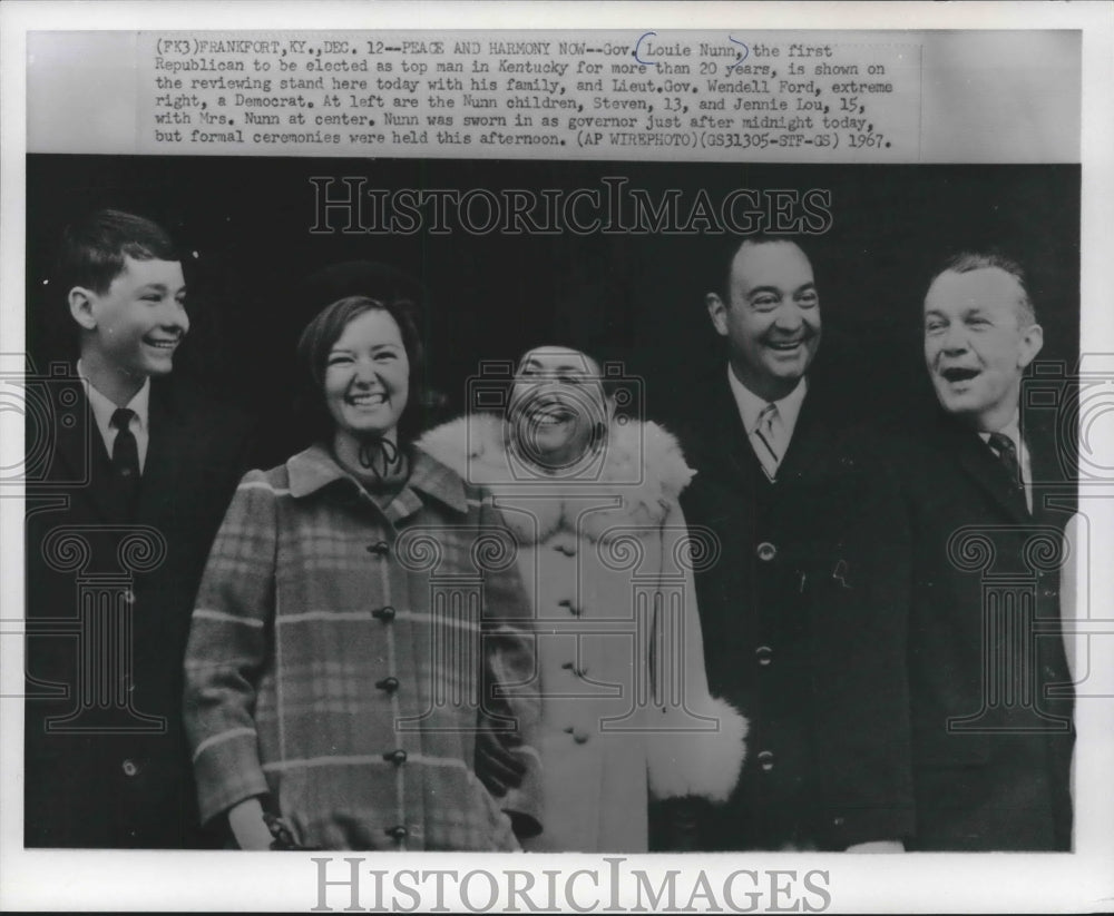 1967 Press Photo Republican Kentucky Governor Louie Nunn Family And Wendell Ford- Historic Images