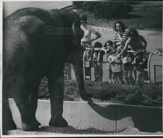 1977 Press Photo Elephant at Milwaukee children's zoo - mjb58317 - Historic Images