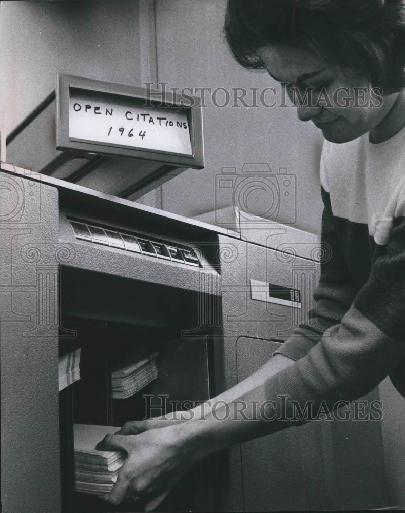 1964 Press Photo Collating Machine at Traffic Bureau in Milwaukee, Wisconsin-Historic Images