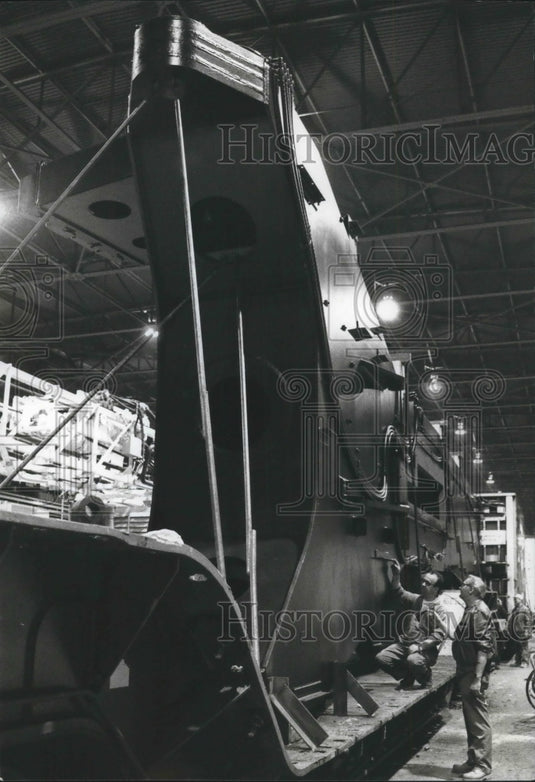 1993 Press Photo Harnischfeger Corp - P&H electric mining shovel boom, Milwaukee - Historic Images