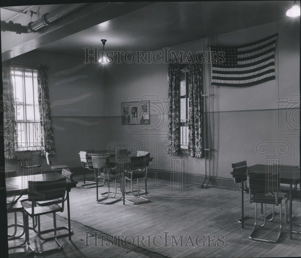1956 Press Photo Boys' Recreation Room Milwaukee County Detention Home - Historic Images