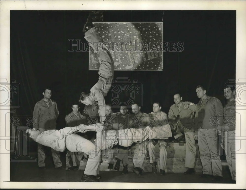 All soldier production rehearsing for Irving Berlin play, New York.-Historic Images