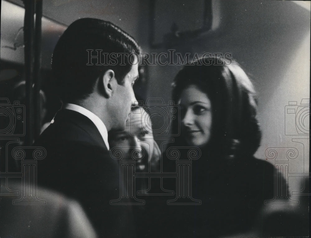 1966 Press Photo Lynda Bird Johnson and actor George Hamilton in New York. - Historic Images