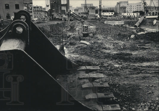 1985 New parking structure area excavated, Milwaukee Center - Historic Images