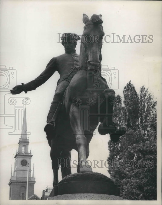 1953 Paul Revere statue near Boston's Old North Church-Historic Images