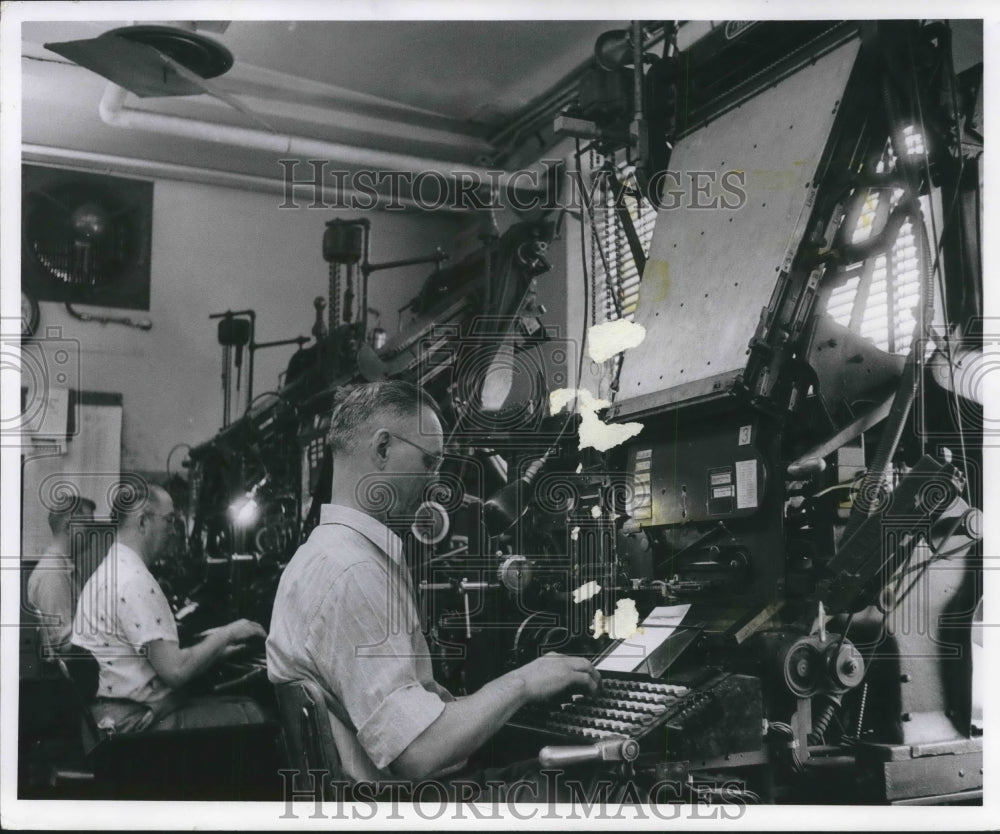 1957 Press Photo Composing Room Employees, Milwaukee Journal - mjb60992 - Historic Images