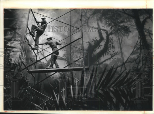 1991 Contractors Andy and John at the Milwaukee, Wisconsin Zoo - Historic Images