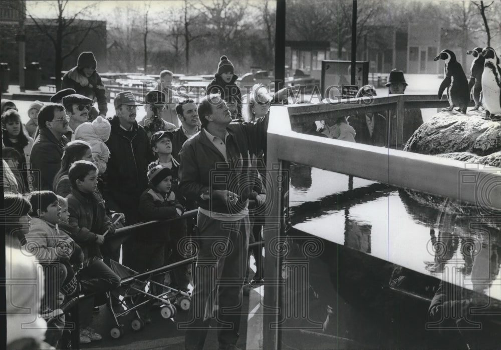 1988 Crowd Watching Penguins at Milwaukee County Zoo in Wisconsin-Historic Images