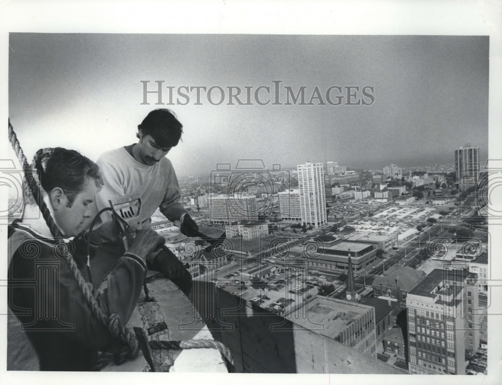 1971 James Bjurstrom and David Uhrman Repairing the City Hall-Historic Images