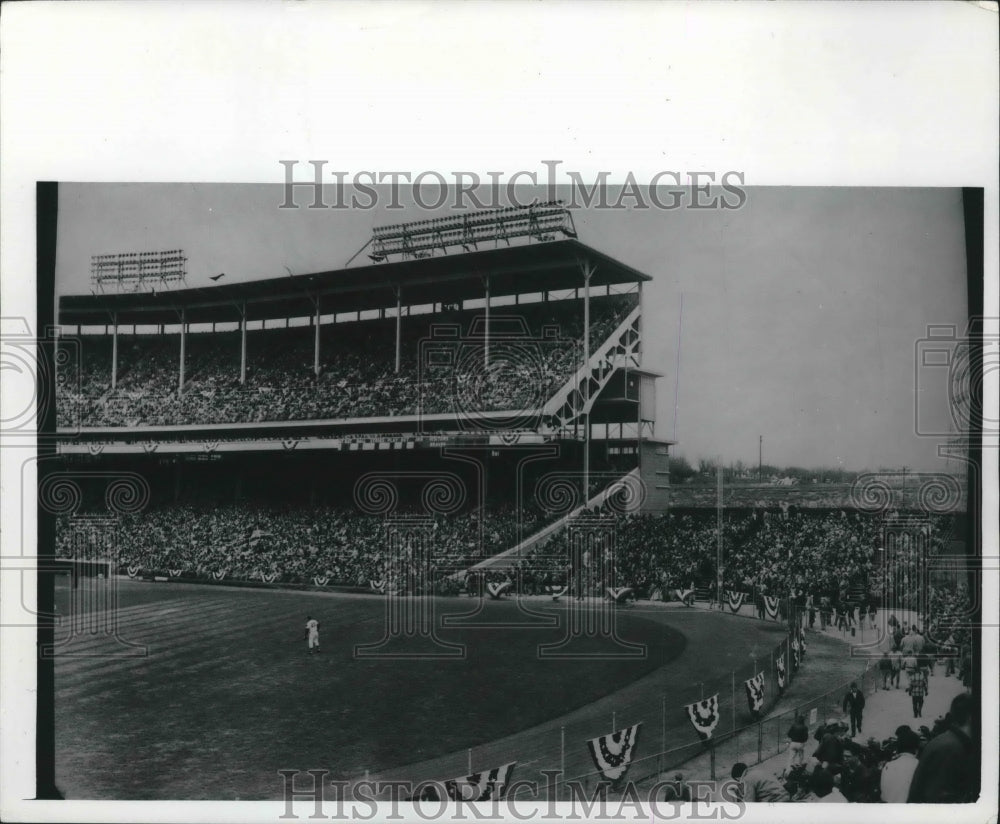 1966 Crowds watch players play baseball at Milwaukee Stadium-Historic Images