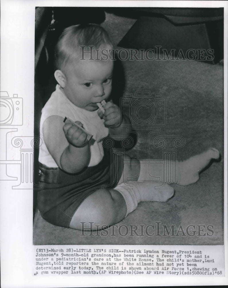 1968 Press Photo President Johnson&#39;s grandson, Patrick on Air Force 1 Washington - Historic Images