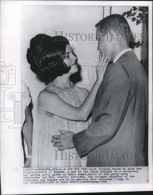 1966 Patrick Nugent and Luci Johnson enjoy garden party, Washington-Historic Images