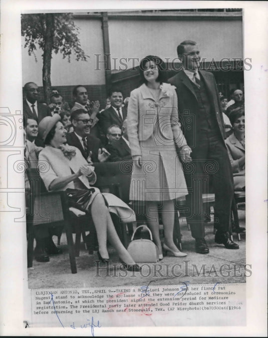 1966 Press Photo President Johnson's Daughter and Son-in-Law at Ceremony Texas-Historic Images