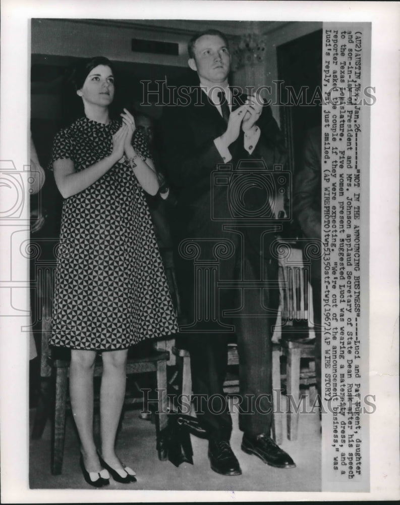 1967 Press Photo President Johnson's Daughter and Son-in-Law in Austin, Texas - Historic Images