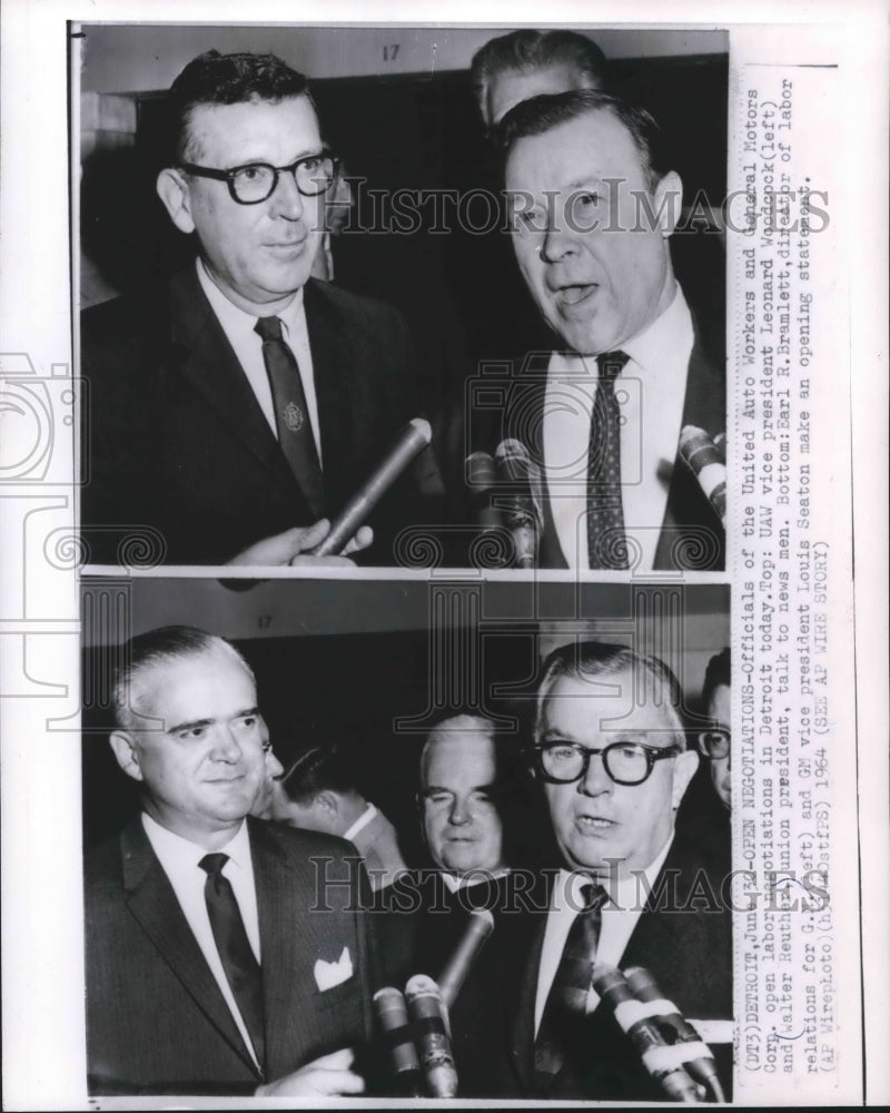 1964 Press Photo United Auto Workers &amp; General Motors Labor Negotiations Detroit - Historic Images