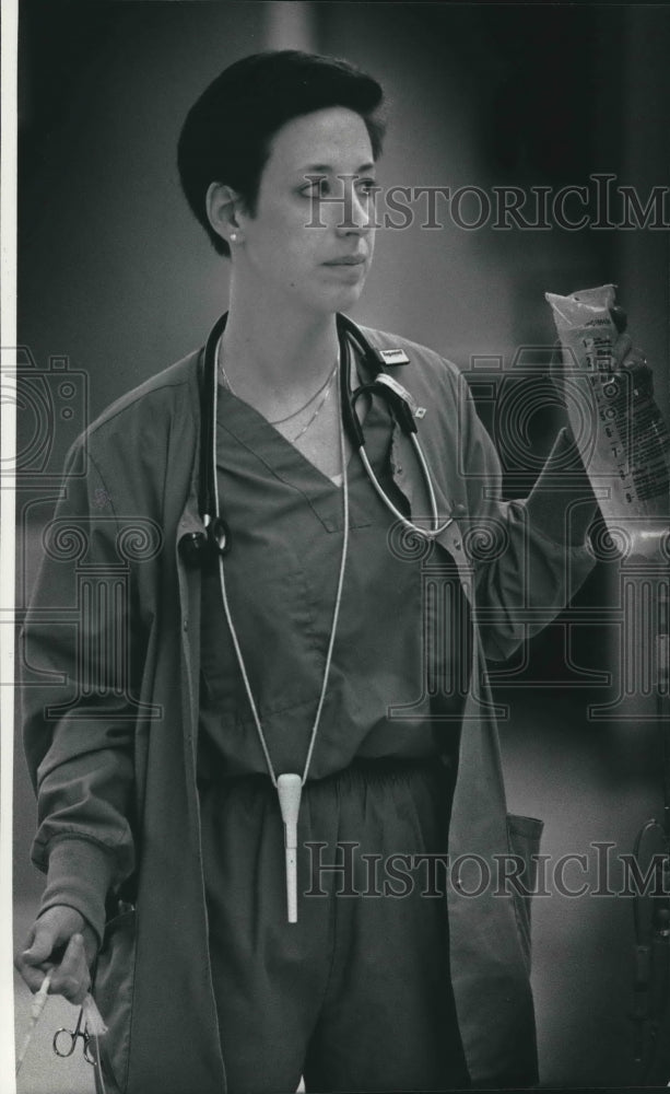 1991 Emergency Room Nurse Janet St. Marie, Milwaukee - Historic Images