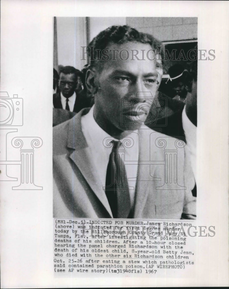 1967 Press Photo James Richardson indicted for murder, Tampa Florida - mjb61618-Historic Images