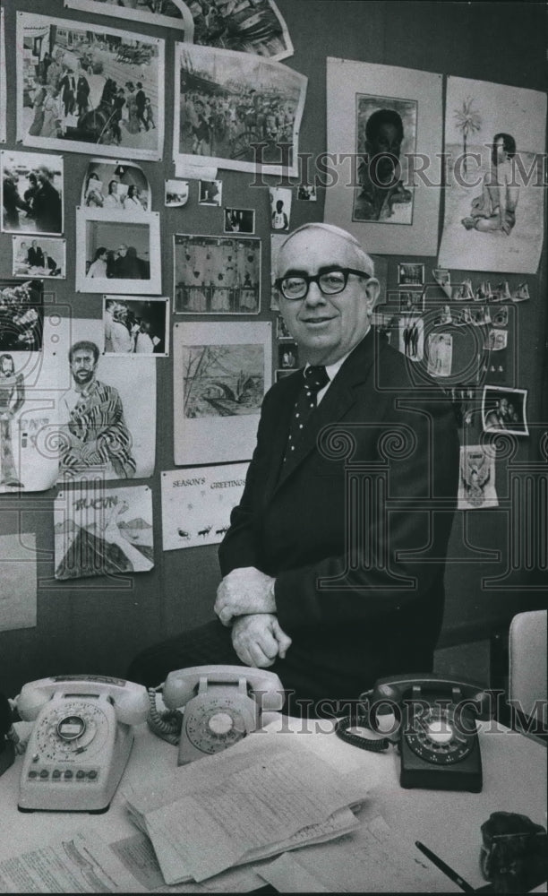 1977 Superintendent Roland Hershman in his office,Ethan Allen School - Historic Images