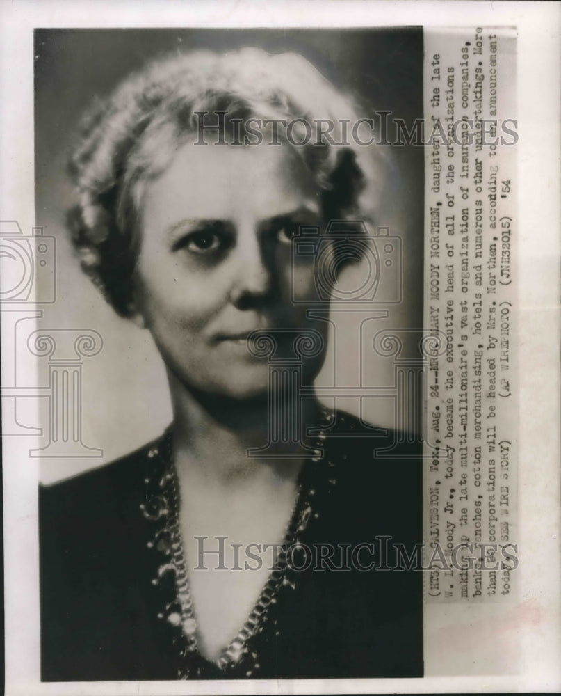 1954 Press Photo Portrait of Mary Moody Head of Firms Built by Her Father - Historic Images