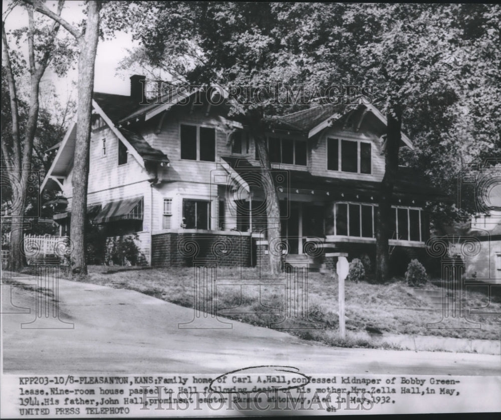 1953 Press Photo Home of confessed kidnaper Carl A. Hall in Pleasanton, Kansas-Historic Images