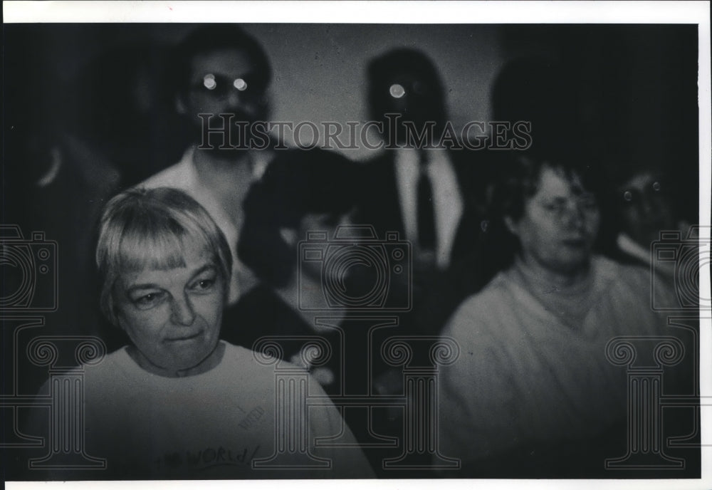 1991 Kathleen Hart, others watching election results, School Board-Historic Images