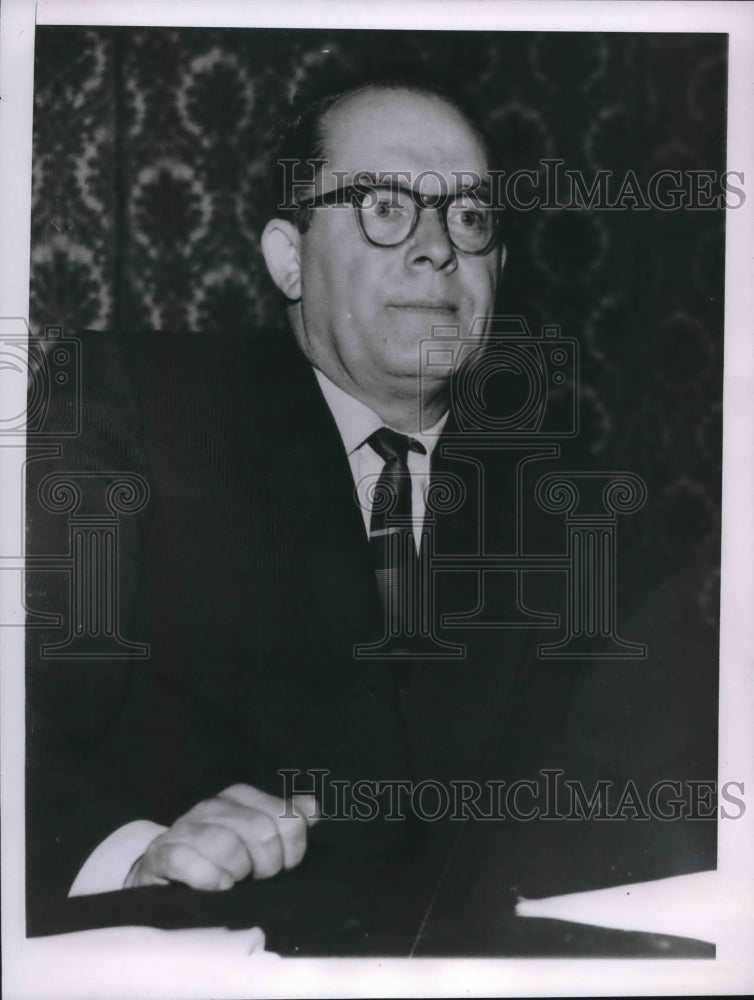 1956 Press Photo Leonid F Ilychev, chief of press bureau, Soviet foreign office - Historic Images