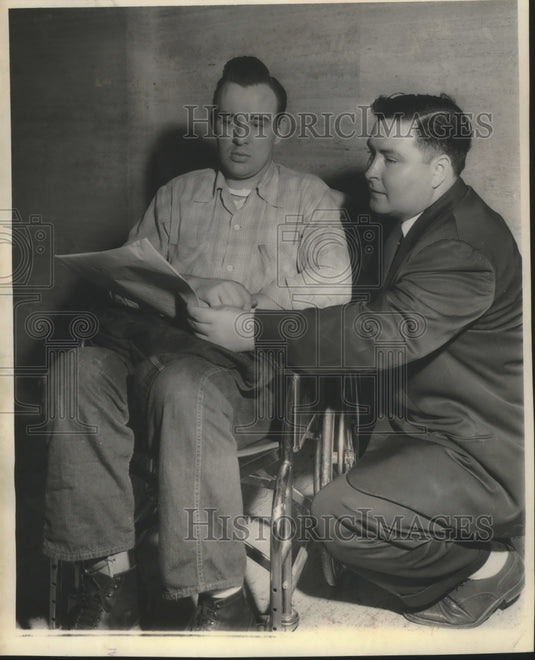 1955 Press Photo Richard O'Connor Paroled Convict with Attorney Robert Beaudry-Historic Images