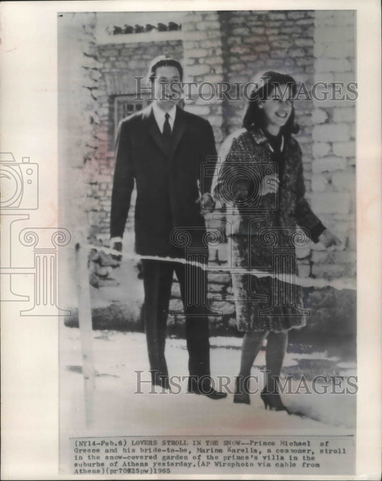 1965 Press Photo Prince Michael oaf Greece nd His Bride Marina Karella, Athens - Historic Images