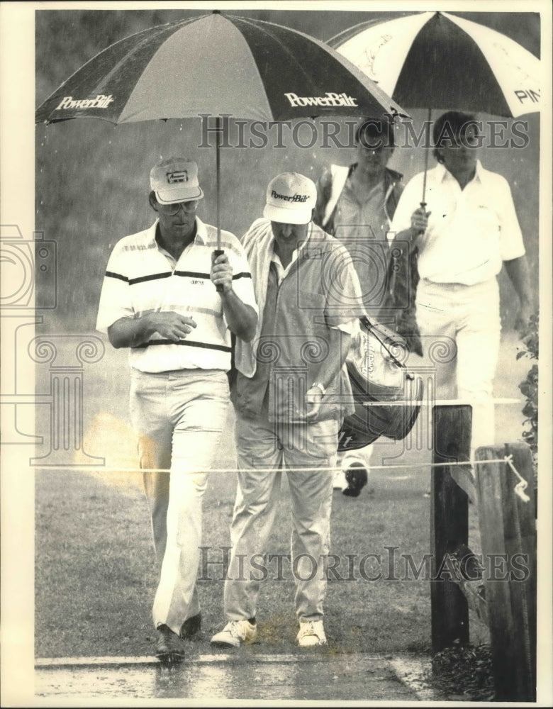 1987 Sports Golfer Bill Kratzert and caddy, Greater Milwaukee Open,-Historic Images