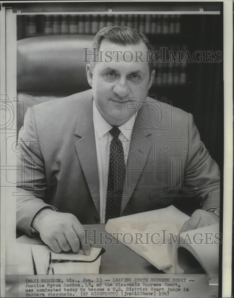 1967 Press Photo Myron Gordon, of the Wisconsin Supreme Court - mjb65090 - Historic Images