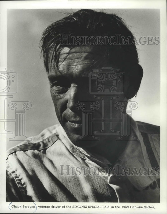 1969 Press Photo Portrait of Veteran Can-am Driver Chuck Parsons - mjb65121-Historic Images