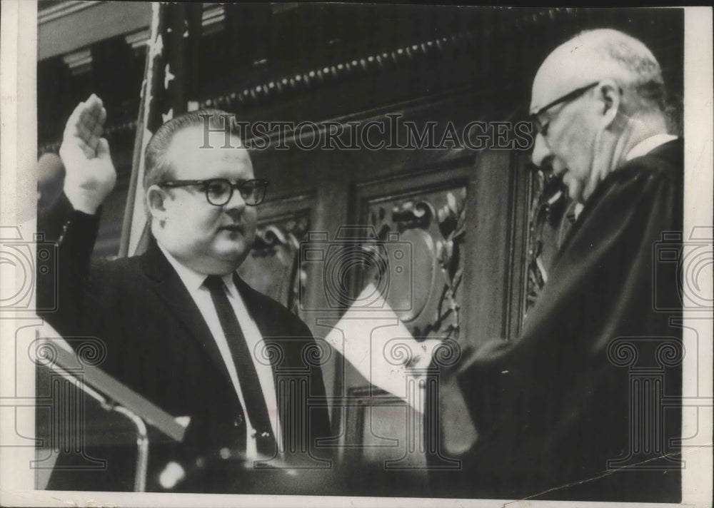 1967 Chief Justice George Currie reading oath to Harold Froehlich,WI-Historic Images