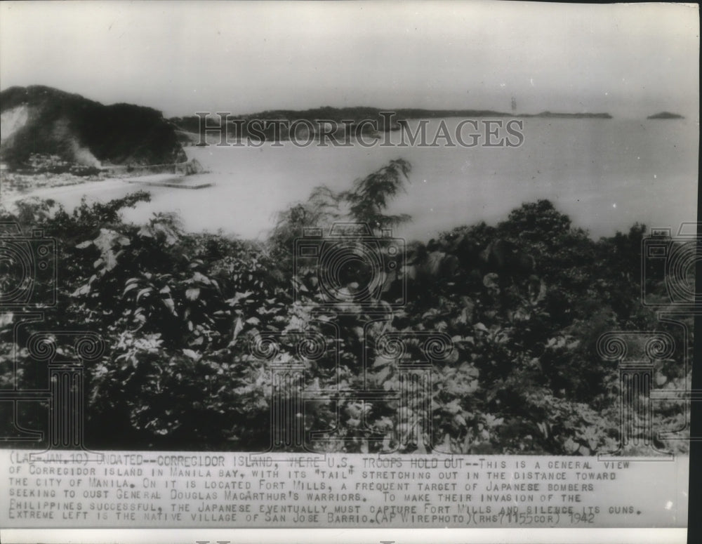 1942 Press Photo Aerial view of Corregidor Island and Manila, Philippine Islands- Historic Images