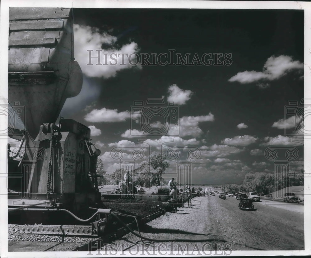 1958 Press Photo Concrete pouring on new highway 41 - mjb66281 - Historic Images