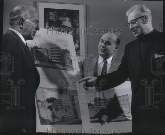 1957 Press Photo Marquette University plans unveiled by Edward J. O'Donnell - Historic Images