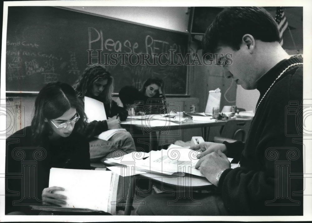1992 Tim O&#39;Donnell (right), new debate coach at Brookfield High - Historic Images