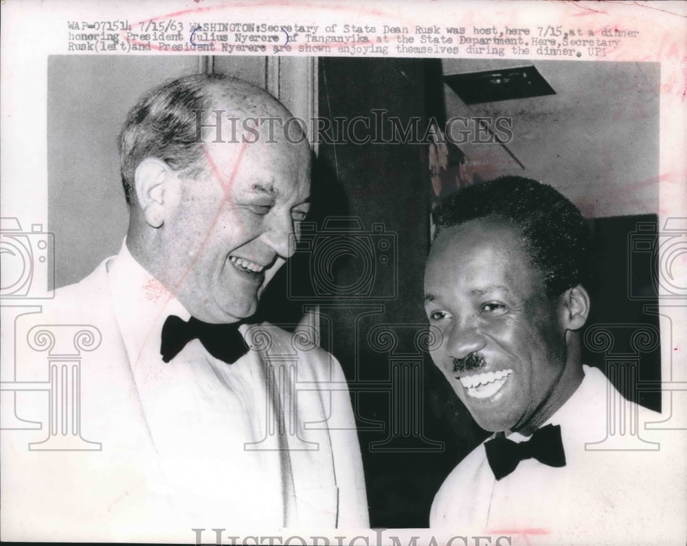 1963 Press Photo Secretary of State Dean Rusk with Julius Nyerere of Tanganyika - Historic Images