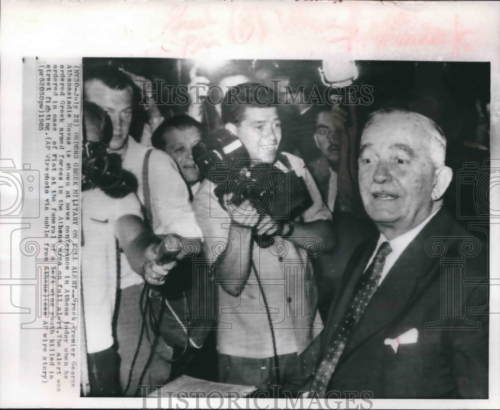 1965 Greek Premier George Athanasiadis Novas at news conference-Historic Images