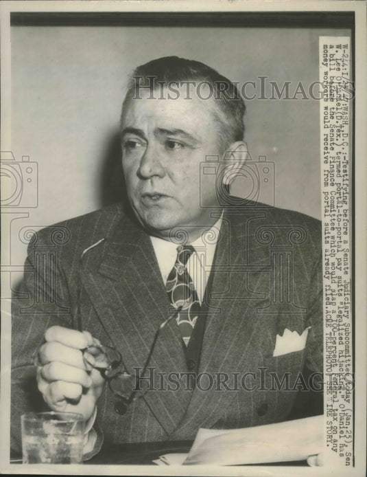 1947 Press Photo Sen. W. Lee O'Daniel testifying Senate Judiciary Subcommittee - Historic Images