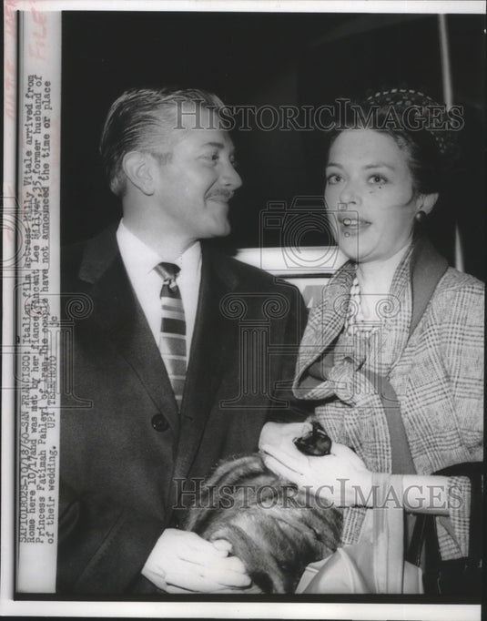 1960 Press Photo Milly Vitale arrived from Rome with fiancÃƒÆ’Ã‚Â© Vincent Hillyer-Historic Images