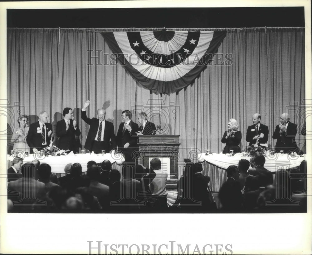 1982 President Gerald Ford at Milwaukee Republican party fundraiser - Historic Images