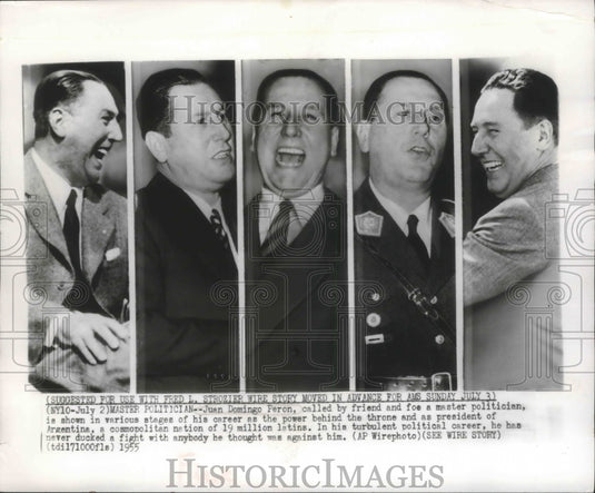 1955 Press Photo Master Politician, Juan Domingo Peron, President of Argentina - Historic Images