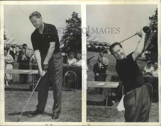 1965 Maestro Lawrence Welk golfs on his television show - Historic Images