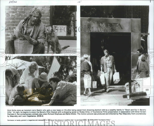 1986 Press Photo Nick Nolte stars in "Down and Out in Beverly Hills" - mjb67835 - Historic Images